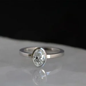Bezel Engagement Ring, Cushion Cut Moissanite Ring, Wedding Bridal Ring, Solitaire Ring, Bezel Anniversary Ring Gift for her