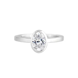 Bezel Engagement Ring, Cushion Cut Moissanite Ring, Wedding Bridal Ring, Solitaire Ring, Bezel Anniversary Ring Gift for her