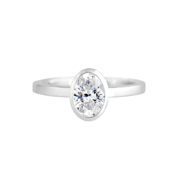 Bezel Engagement Ring, Cushion Cut Moissanite Ring, Wedding Bridal Ring, Solitaire Ring, Bezel Anniversary Ring Gift for her