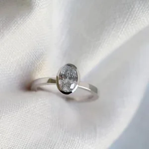 Bezel Engagement Ring, Cushion Cut Moissanite Ring, Wedding Bridal Ring, Solitaire Ring, Bezel Anniversary Ring Gift for her