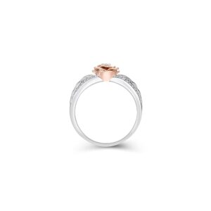 Enchanted Disney Fine Jewelry Sterling Silver and 10K Rose Gold Diamond Belle Rose Ring - Image 2