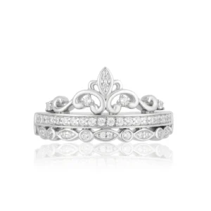 Enchanted Disney 1/4 CT. T.W. Cubic Zirconia Diamond Princess Crown Ring in 925 Sterling Silver - Anniversary Ring