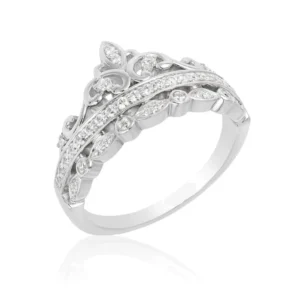 Enchanted Disney 1/4 CT. T.W. Cubic Zirconia Diamond Princess Crown Ring in 925 Sterling Silver - Anniversary Ring