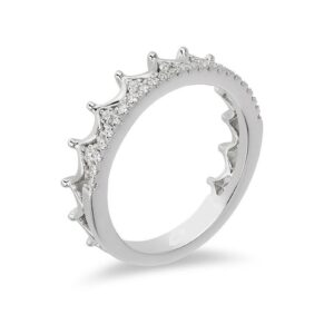 Enchanted Disney Princess 1/6 CT. T.W. Cubic Zirconia Diamond Tiara Wedding Band in 14K White Gold Finish- Anniversary Band