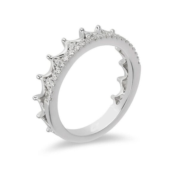 Enchanted Disney Princess 1/6 CT. T.W. Cubic Zirconia Diamond Tiara Wedding Band in 14K White Gold Finish- Anniversary Band
