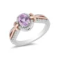 Enchanted Disney Oval Lavender Rose de France Amethyst and 1/6 CT Simulated Diamond Ring in 925 Sterling Silver and 14K Rose Gold Finish