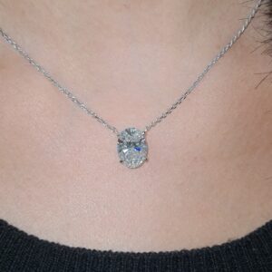 14k Gold Diamond Pendant, Solitaire Oval Diamond Necklace, 3 Ct Moissanite Diamond, Handmade Diamond Pendant, Wedding Necklace for Women
