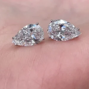 5.15 Tcw Classy Pear Cut Moissanite Pushbacks Studs/ 14K Gold Teardrop Gold Pear Solitaire Earrings/ Lab Diamond Stud Earring/ Gift For Her