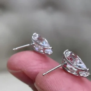 5.15 Tcw Classy Pear Cut Moissanite Pushbacks Studs/ 14K Gold Teardrop Gold Pear Solitaire Earrings/ Lab Diamond Stud Earring/ Gift For Her