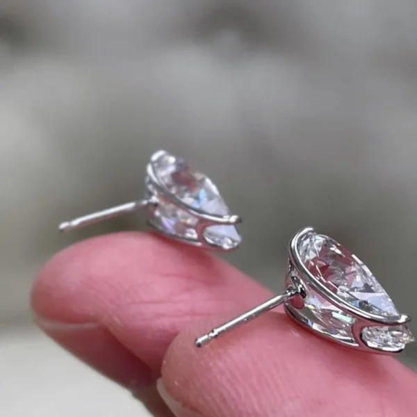 5.15 Tcw Classy Pear Cut Moissanite Pushbacks Studs/ 14K Gold Teardrop Gold Pear Solitaire Earrings/ Lab Diamond Stud Earring/ Gift For Her