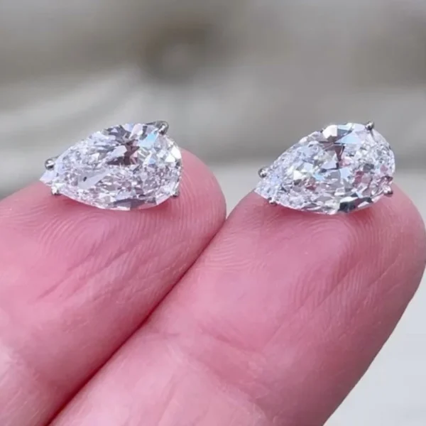 5.15 Tcw Classy Pear Cut Moissanite Pushbacks Studs/ 14K Gold Teardrop Gold Pear Solitaire Earrings/ Lab Diamond Stud Earring/ Gift For Her