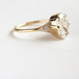 2.50Ct Oval Cut White Diamond Ring, Bezel Set Engagement Ring, Solitaire Ring For Her, Wedding Ring For Her, Women's Anniversary Gift Ring