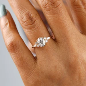 1.5ct Oval Moissanite Engagement Ring, Solid Rose Gold, Unique Engagement Ring For Her,10k 14k 18k Gold Ring, Bridal Ring