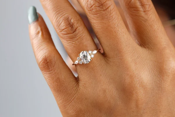 1.5ct Oval Moissanite Engagement Ring, Solid Rose Gold, Unique Engagement Ring For Her,10k 14k 18k Gold Ring, Bridal Ring