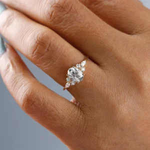 1.5ct Oval Moissanite Engagement Ring, Solid Rose Gold, Unique Engagement Ring For Her,10k 14k 18k Gold Ring, Bridal Ring