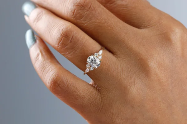 1.5ct Oval Moissanite Engagement Ring, Solid Rose Gold, Unique Engagement Ring For Her,10k 14k 18k Gold Ring, Bridal Ring