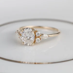 1.5ct Oval Moissanite Engagement Ring, Solid Rose Gold, Unique Engagement Ring For Her,10k 14k 18k Gold Ring, Bridal Ring