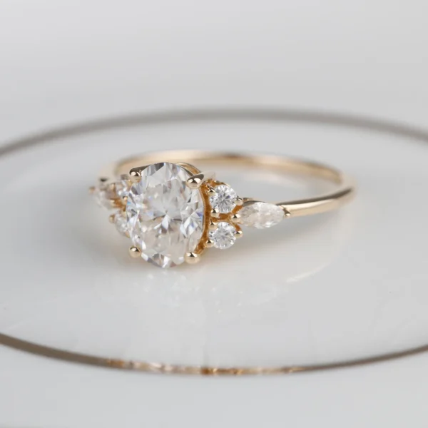 1.5ct Oval Moissanite Engagement Ring, Solid Rose Gold, Unique Engagement Ring For Her,10k 14k 18k Gold Ring, Bridal Ring