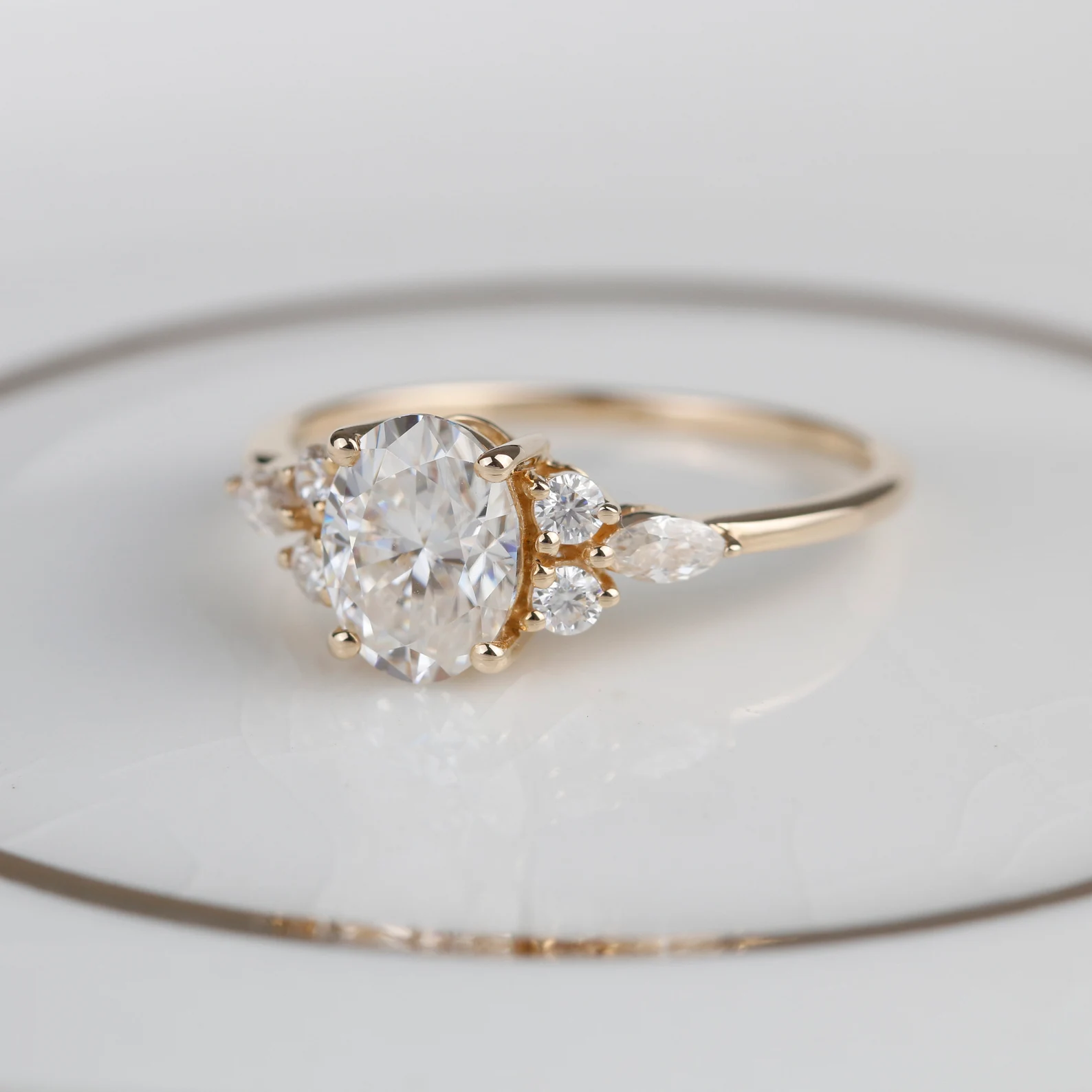 1.5ct Oval Moissanite Engagement Ring, Solid Rose Gold, Unique Engagement Ring For Her,10k 14k 18k Gold Ring, Bridal Ring