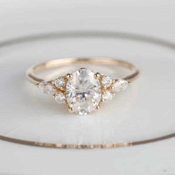 1.5ct Oval Moissanite Engagement Ring, Solid Rose Gold, Unique Engagement Ring For Her,10k 14k 18k Gold Ring, Bridal Ring