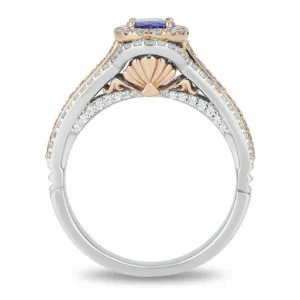 1.50 CT Oval Cut Tanzanite Disney Double Frame Wedding Engagement Ring in 925 Sterling Silver, Halo Wedding Rings For Her, Two Toned Ring