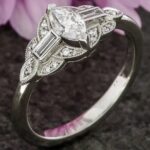 1930s Art Deco Engagement Ring, Marquise Engagement Vintage Ring, Antique Edwardian Ring, Handmade Fine Jewelry, Woman's Ring