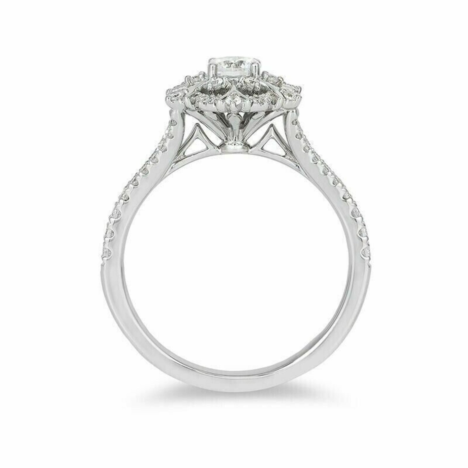 Enchanted Disney Elsa 2.20 CT Simulated Snowflake Engagement Ring in Solid 925 Sterling Silver and 14K White Gold Round Cut Wedding Anniversary Ring as Gifts