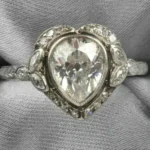 Art Deco Vintage 3.0Ct Pear Diamond Engagement Ring, Vintage Inspire Wedding Ring, Bezel Set Anniversary Art Deco Ring, Retro Iconic Ring