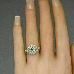 1930s Round Moissanite Vintage Ring, Vintage Art Deco Engagement Ring, Antique Victorian Edwardian Ring, Art Deco Wedding Anniversary Ring