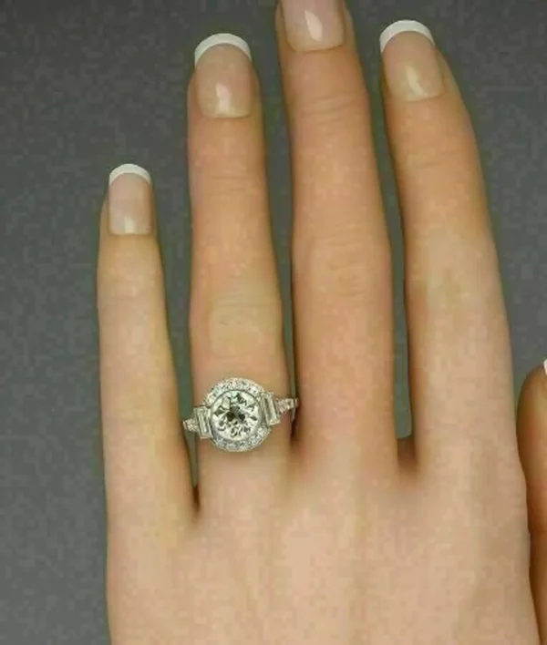 1930s Round Moissanite Vintage Ring, Vintage Art Deco Engagement Ring, Antique Victorian Edwardian Ring, Art Deco Wedding Anniversary Ring