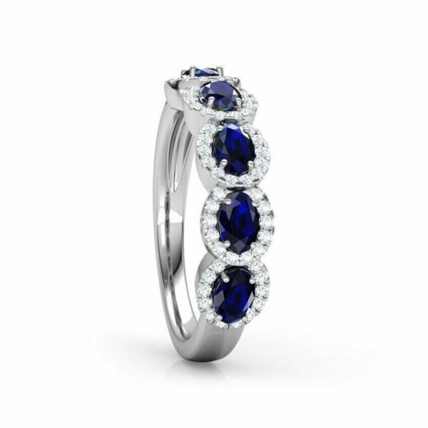 4.45Ct Oval Blue Sapphire Diamond Ring, Engagement Ring For Her, Anniversary Ring For Her, Designer Halo Ring, Past Present Future Ring