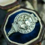 1930s Round Moissanite Vintage Ring, Vintage Art Deco Engagement Ring, Antique Victorian Edwardian Ring, Art Deco Wedding Anniversary Ring