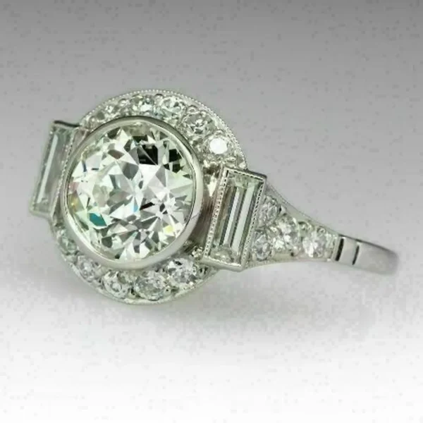 1930s Round Moissanite Vintage Ring, Vintage Art Deco Engagement Ring, Antique Victorian Edwardian Ring, Art Deco Wedding Anniversary Ring