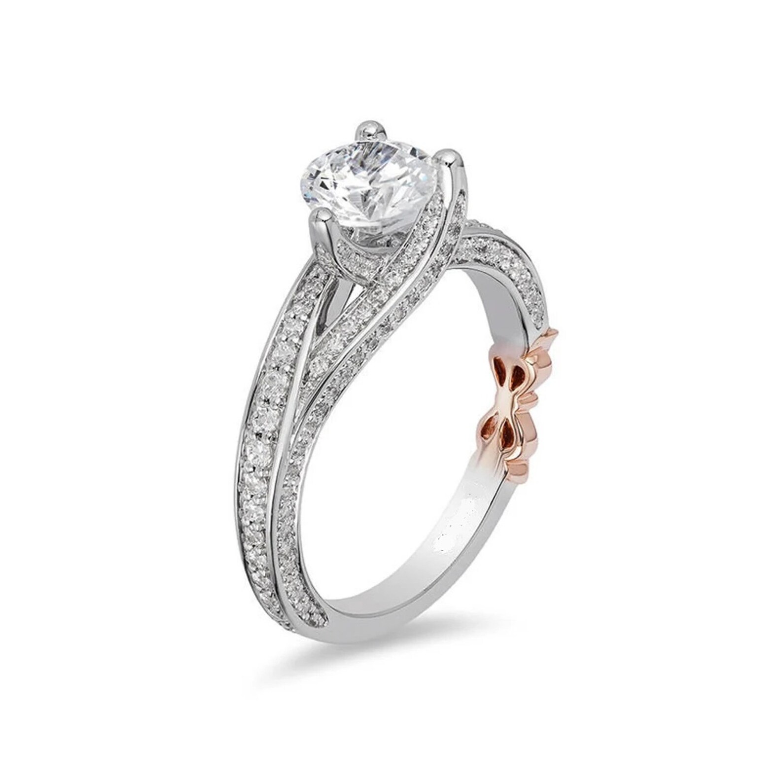 Enchanted Disney Snow White 1 CT Diamond Engagement Ring Antique Disney Bow Ring Extraordinary Anniversary Engagement Ring Handcrafted Ring