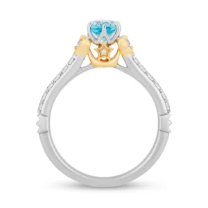 Enchanted Disney Jasmine Oval Swiss Blue Topaz and Diamond Engagement Ring Beautiful Design Ring Disney Aladdin Ring Stunning Stackable Ring