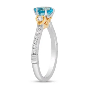 Enchanted Disney Jasmine Oval Swiss Blue Topaz and Diamond Engagement Ring Beautiful Design Ring Disney Aladdin Ring Stunning Stackable Ring
