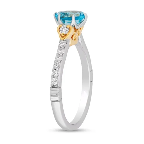 Enchanted Disney Jasmine Oval Swiss Blue Topaz and Diamond Engagement Ring Beautiful Design Ring Disney Aladdin Ring Stunning Stackable Ring