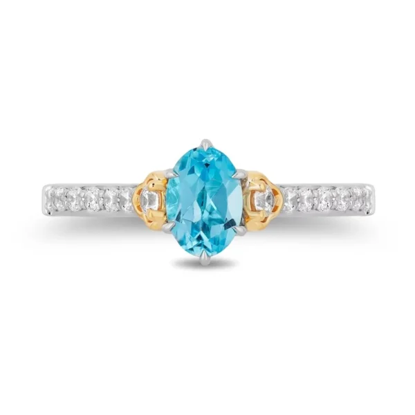 Enchanted Disney Jasmine Oval Swiss Blue Topaz and Diamond Engagement Ring Beautiful Design Ring Disney Aladdin Ring Stunning Stackable Ring