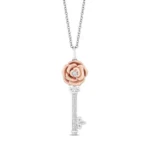 Enchanted Disney 0.075 CT Round cut Diamond Belle Inspired pendant in 925 Sterling Silver Ring, Cartoon lover Ring, Personalized Gifts