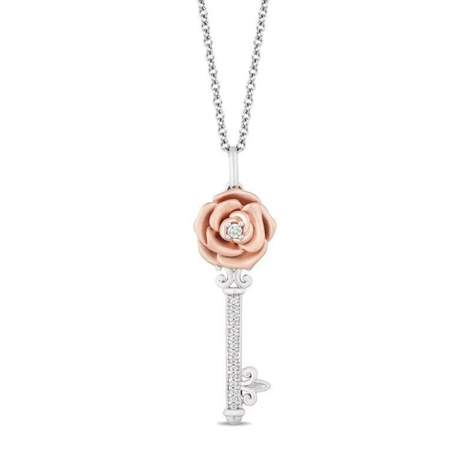 Enchanted Disney 0.075 CT Round cut Diamond Belle Inspired pendant in 925 Sterling Silver Ring, Cartoon lover Ring, Personalized Gifts