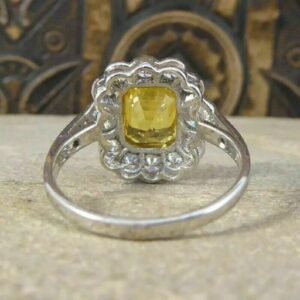 Art Deco 2.0Ct Lab Created Yellow Citrine & Diamond Engagement Ring in 925 Sterling Silver | Citrine Halo Cluster Ring for Women - Image 4