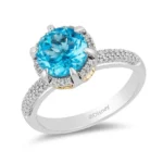 Enchanted Disney Jasmine Swiss Blue Topaz and Diamond Engagement Ring in Sterling Silver Beautifully Crafted Ring Gorgeous Anniversary Gifts