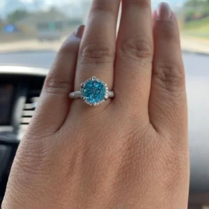 Enchanted Disney Jasmine Swiss Blue Topaz and Diamond Engagement Ring in Sterling Silver Beautifully Crafted Ring Gorgeous Anniversary Gifts