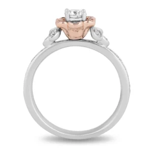 Enchanted Disney Brilliant Round-Cut Diamond Belle Rose Frame Engagement Ring in Sterling Silver Gorgeous Ring Exquisite Ring Channel Ring