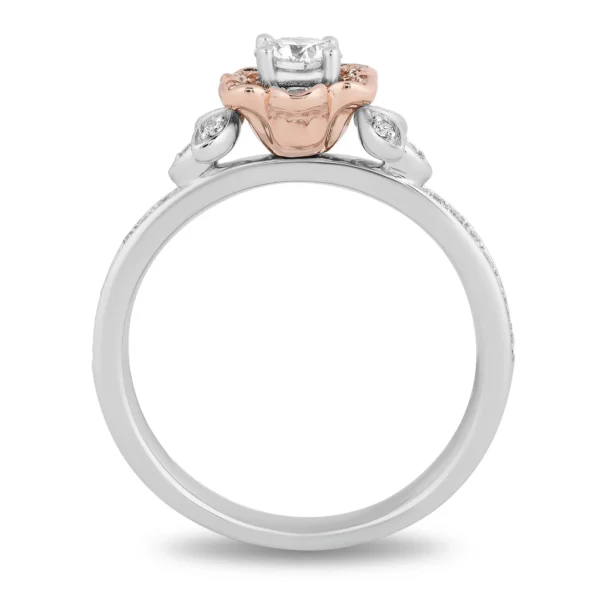 Enchanted Disney Brilliant Round-Cut Diamond Belle Rose Frame Engagement Ring in Sterling Silver Gorgeous Ring Exquisite Ring Channel Ring