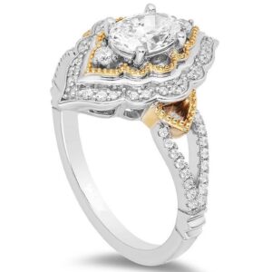 Enchanted Disney Aladdin 3/4CT Diamond Arabesque Frame Engagement Ring in Two-Tone Sterling Silver Beautifully Crafted Ring Magnificent Ring