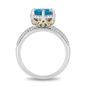 Enchanted Disney Jasmine Swiss Blue Topaz and Diamond Engagement Ring in Sterling Silver Beautifully Crafted Ring Gorgeous Anniversary Gifts