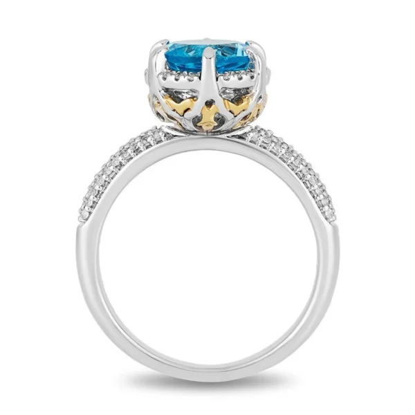 Enchanted Disney Jasmine Swiss Blue Topaz and Diamond Engagement Ring in Sterling Silver Beautifully Crafted Ring Gorgeous Anniversary Gifts