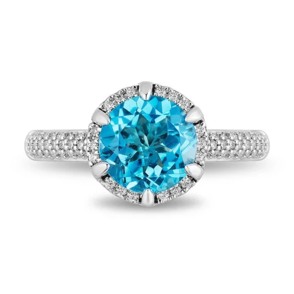 Enchanted Disney Jasmine Swiss Blue Topaz and Diamond Engagement Ring in Sterling Silver Beautifully Crafted Ring Gorgeous Anniversary Gifts