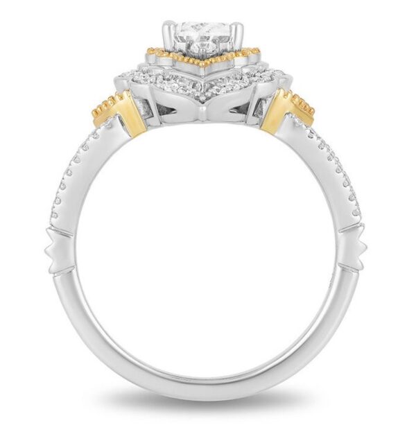 Enchanted Disney Aladdin 3/4CT Diamond Arabesque Frame Engagement Ring in Two-Tone Sterling Silver Beautifully Crafted Ring Magnificent Ring